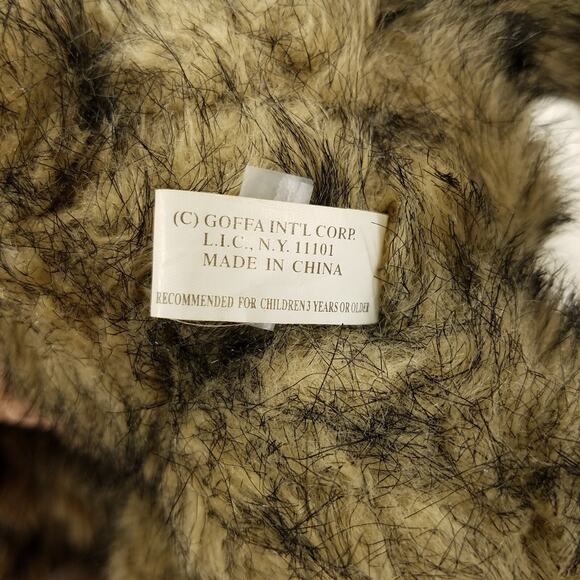 Goffa International Tan Black Frosted Tan Bear Plush Stuffed Animal Yellow Bow - Picture 5 of 6